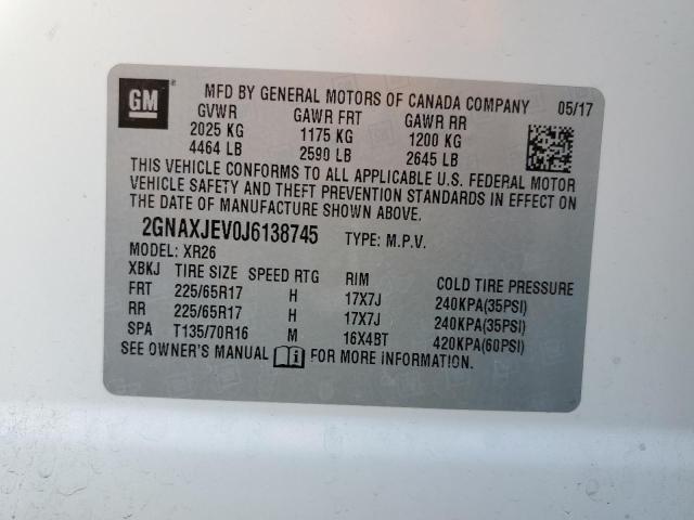 Photo 9 VIN: 2GNAXJEV0J6138745 - CHEVROLET EQUINOX LT 