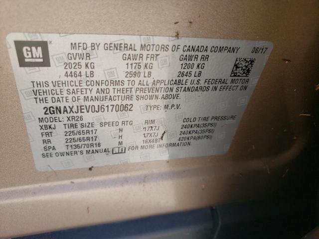 Photo 9 VIN: 2GNAXJEV0J6170062 - CHEVROLET EQUINOX LT 