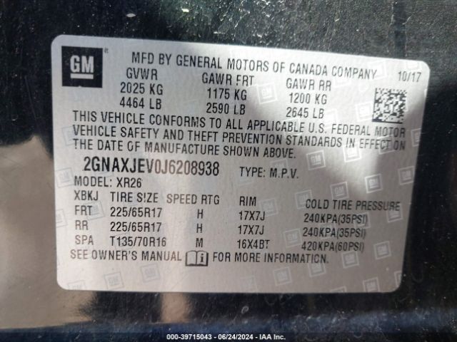 Photo 8 VIN: 2GNAXJEV0J6208938 - CHEVROLET EQUINOX 