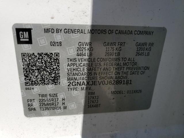 Photo 12 VIN: 2GNAXJEV0J6289181 - CHEVROLET EQUINOX LT 