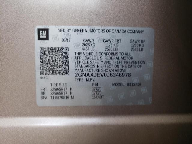 Photo 12 VIN: 2GNAXJEV0J6346978 - CHEVROLET EQUINOX LT 