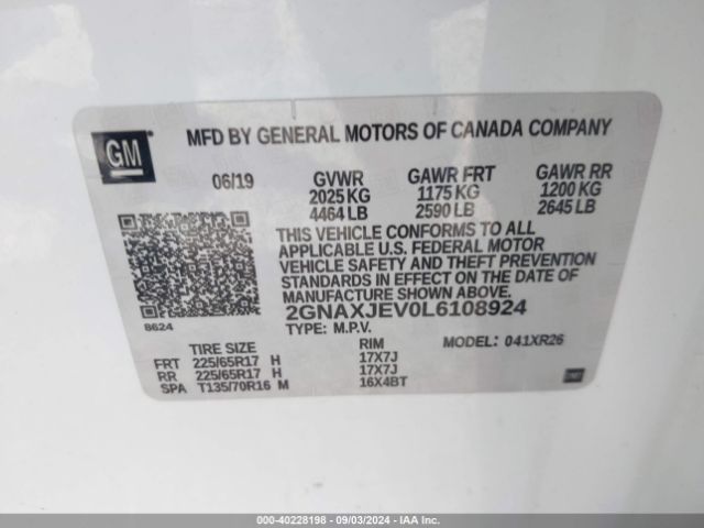 Photo 8 VIN: 2GNAXJEV0L6108924 - CHEVROLET EQUINOX 