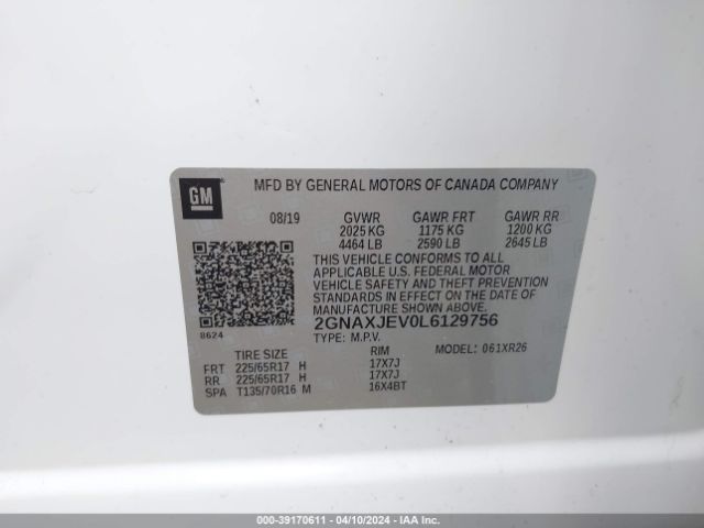 Photo 8 VIN: 2GNAXJEV0L6129756 - CHEVROLET EQUINOX 