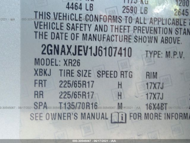 Photo 8 VIN: 2GNAXJEV1J6107410 - CHEVROLET EQUINOX 