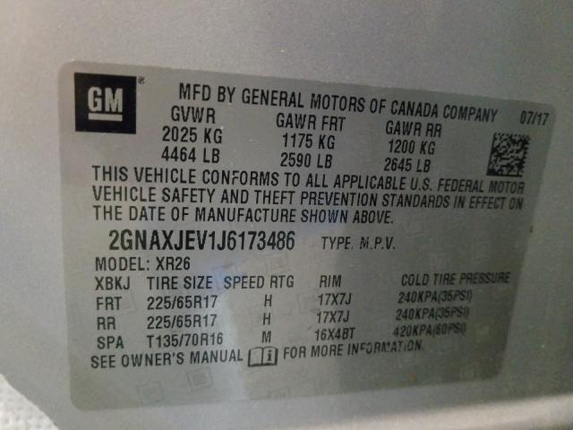 Photo 9 VIN: 2GNAXJEV1J6173486 - CHEVROLET EQUINOX LT 