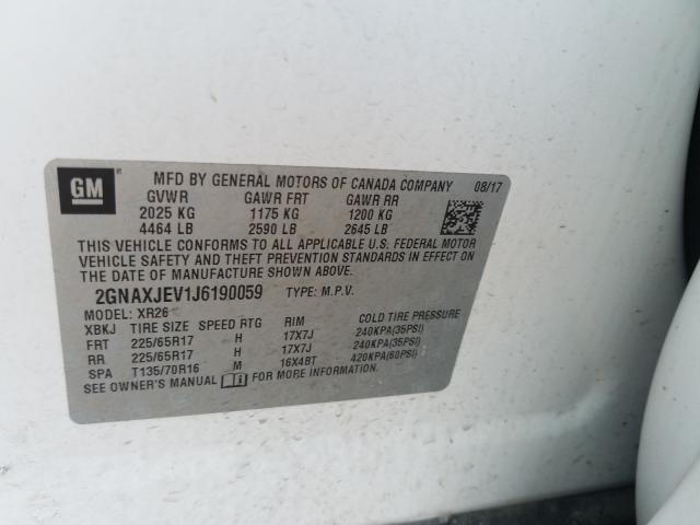 Photo 9 VIN: 2GNAXJEV1J6190059 - CHEVROLET EQUINOX LT 