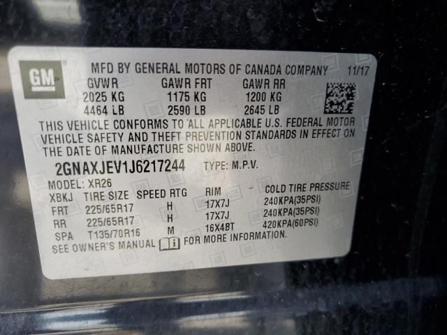 Photo 9 VIN: 2GNAXJEV1J6217244 - CHEVROLET EQUINOX LT 