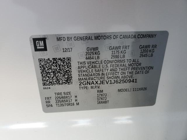 Photo 12 VIN: 2GNAXJEV1J6250941 - CHEVROLET EQUINOX LT 