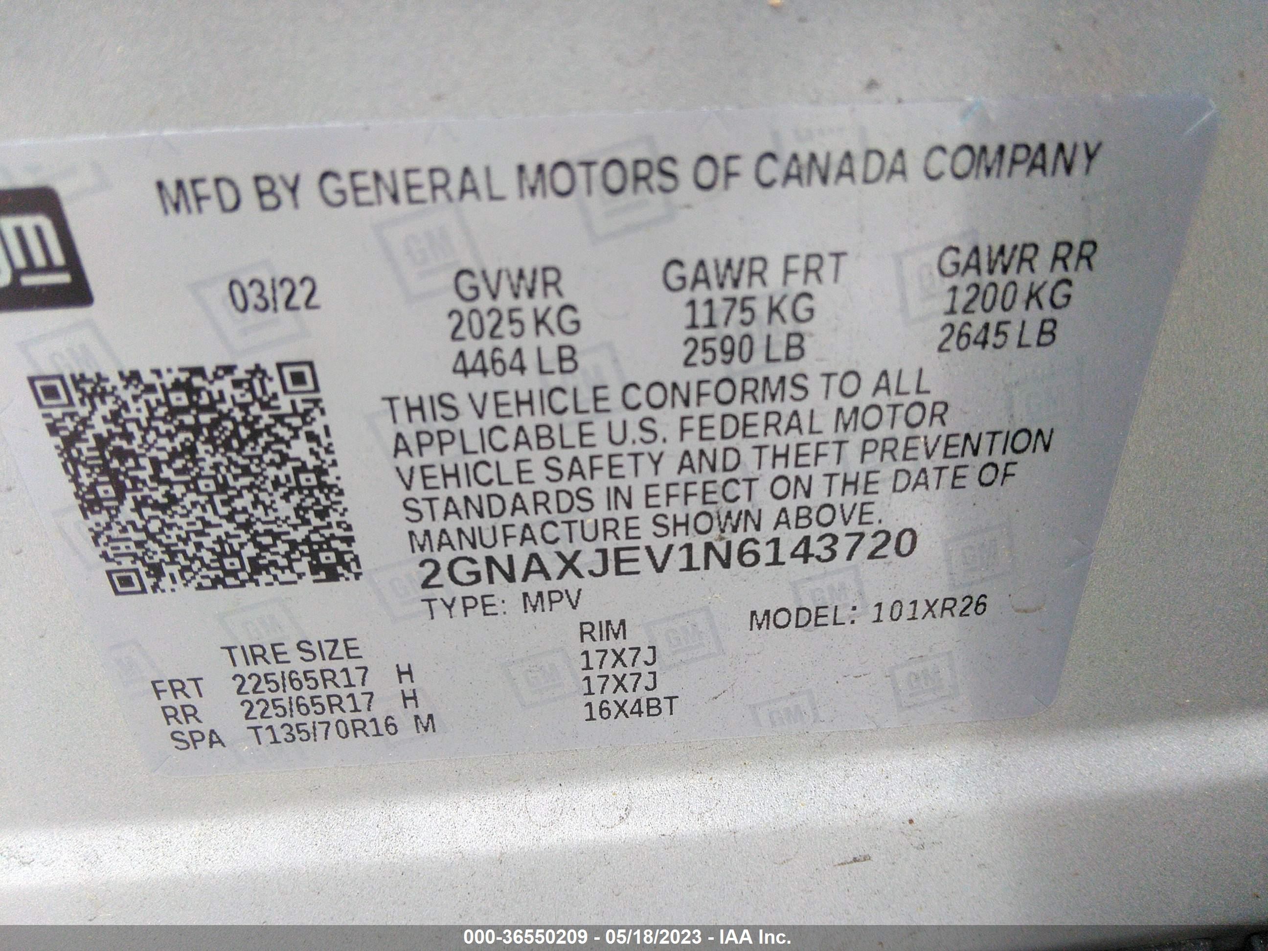 Photo 8 VIN: 2GNAXJEV1N6143720 - CHEVROLET EQUINOX 