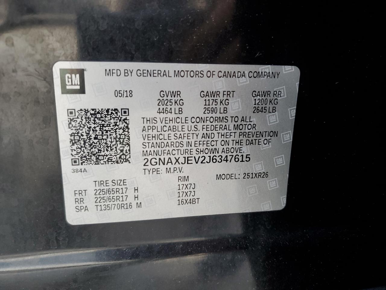 Photo 12 VIN: 2GNAXJEV2J6347615 - CHEVROLET EQUINOX 