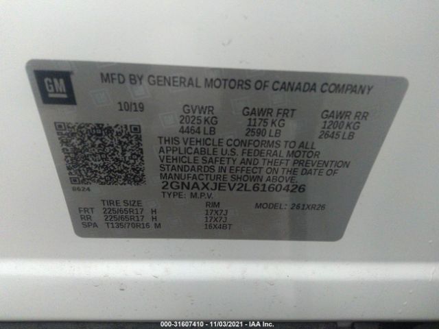 Photo 8 VIN: 2GNAXJEV2L6160426 - CHEVROLET EQUINOX 