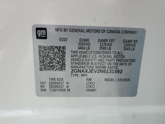 Photo 11 VIN: 2GNAXJEV2N6131592 - CHEVROLET EQUINOX LT 