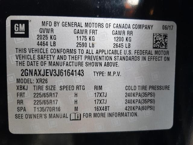 Photo 9 VIN: 2GNAXJEV3J6164143 - CHEVROLET EQUINOX LT 