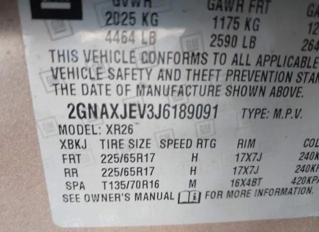 Photo 8 VIN: 2GNAXJEV3J6189091 - CHEVROLET EQUINOX 