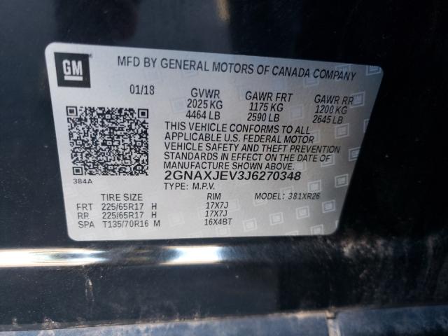 Photo 9 VIN: 2GNAXJEV3J6270348 - CHEVROLET EQUINOX LT 