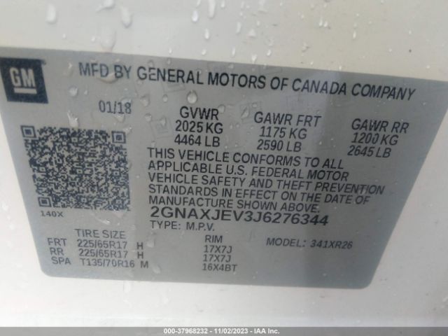 Photo 8 VIN: 2GNAXJEV3J6276344 - CHEVROLET EQUINOX 