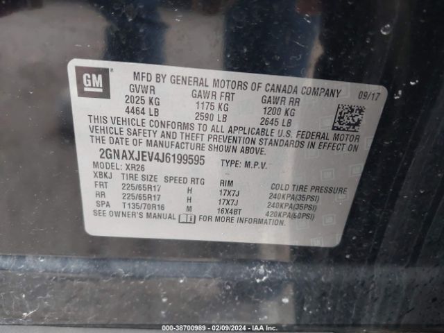 Photo 8 VIN: 2GNAXJEV4J6199595 - CHEVROLET EQUINOX 