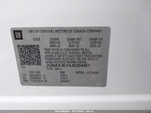 Photo 8 VIN: 2GNAXJEV4J6304457 - CHEVROLET EQUINOX 