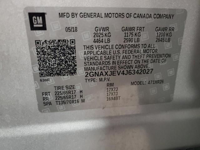 Photo 12 VIN: 2GNAXJEV4J6342027 - CHEVROLET EQUINOX LT 