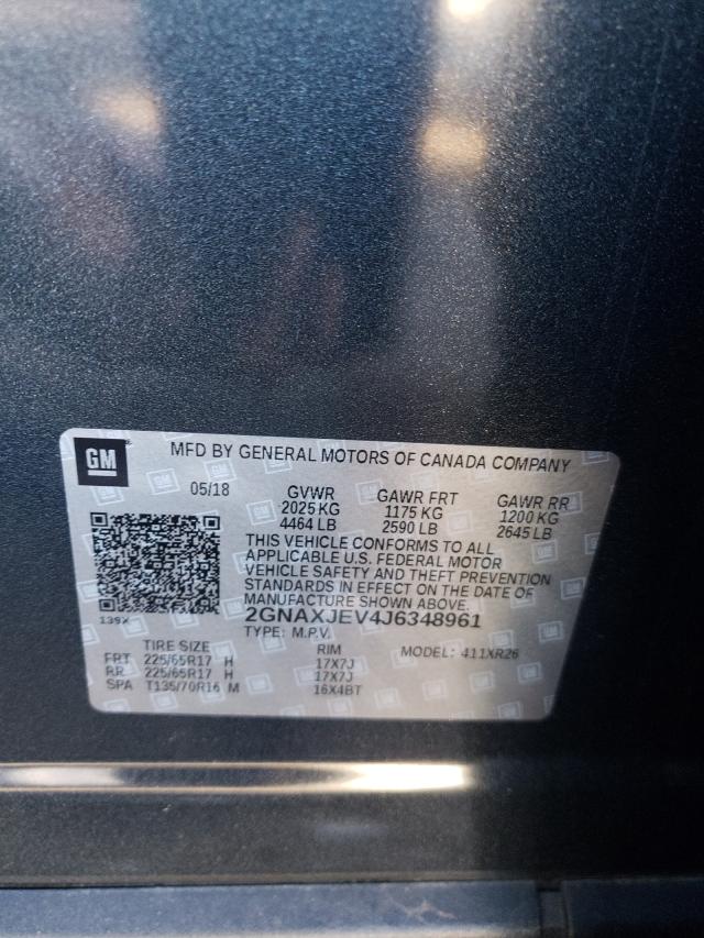 Photo 9 VIN: 2GNAXJEV4J6348961 - CHEVROLET EQUINOX LT 