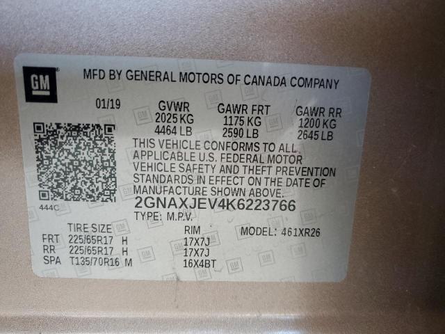 Photo 12 VIN: 2GNAXJEV4K6223766 - CHEVROLET EQUINOX LT 