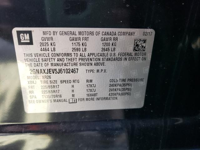 Photo 9 VIN: 2GNAXJEV5J6102467 - CHEVROLET EQUINOX LT 