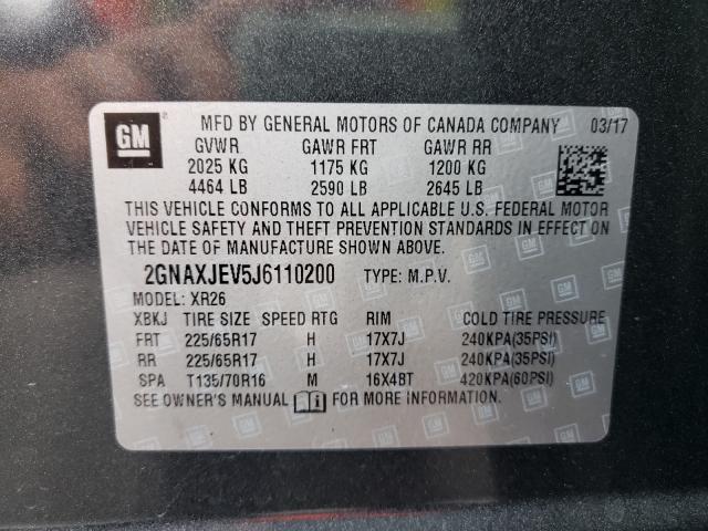 Photo 9 VIN: 2GNAXJEV5J6110200 - CHEVROLET EQUINOX LT 