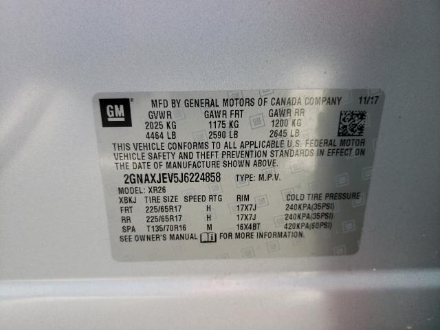 Photo 9 VIN: 2GNAXJEV5J6224858 - CHEVROLET EQUINOX LT 