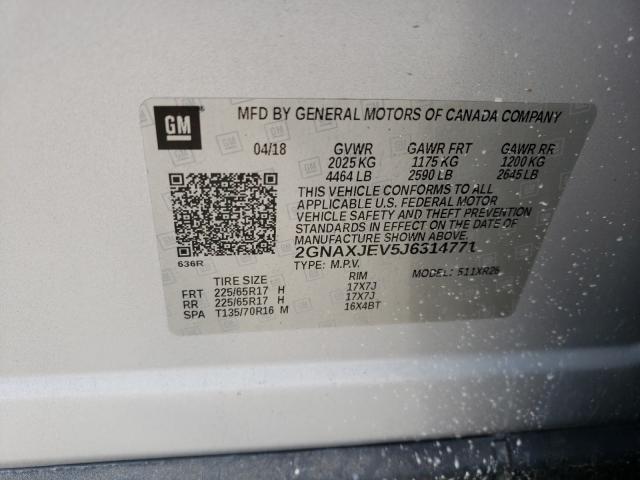 Photo 9 VIN: 2GNAXJEV5J6314771 - CHEVROLET EQUINOX LT 