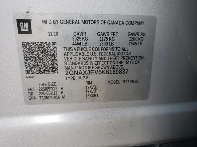 Photo 9 VIN: 2GNAXJEV5K6189837 - CHEVROLET EQUINOX LT 