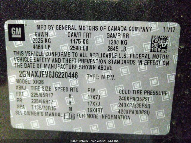 Photo 8 VIN: 2GNAXJEV6J6220446 - CHEVROLET EQUINOX 