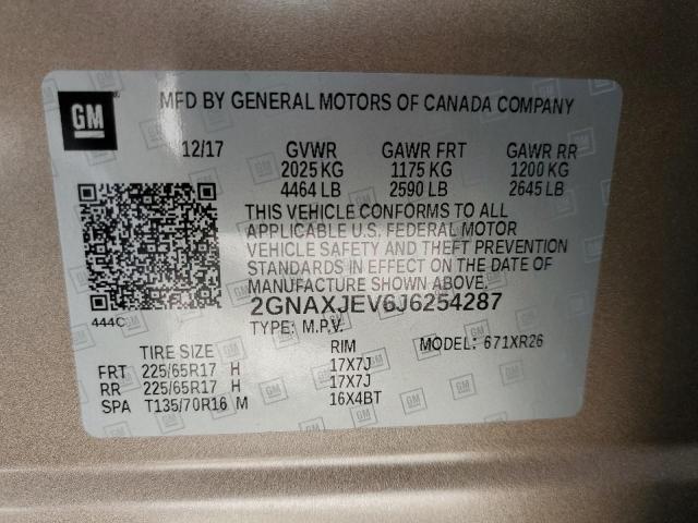 Photo 9 VIN: 2GNAXJEV6J6254287 - CHEVROLET EQUINOX LT 