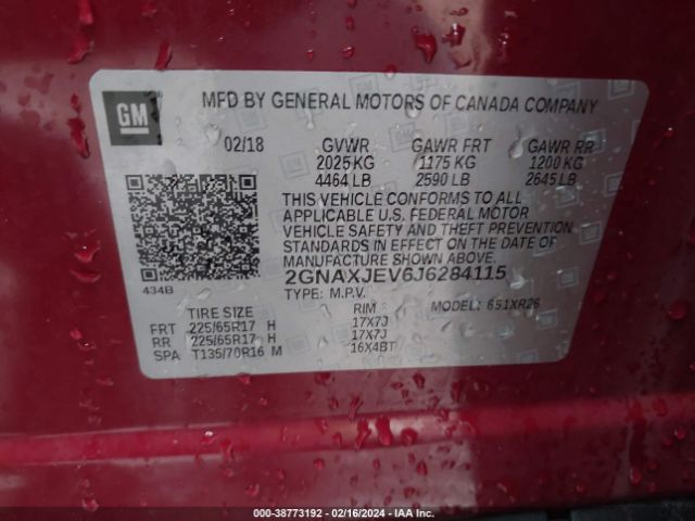 Photo 8 VIN: 2GNAXJEV6J6284115 - CHEVROLET EQUINOX 