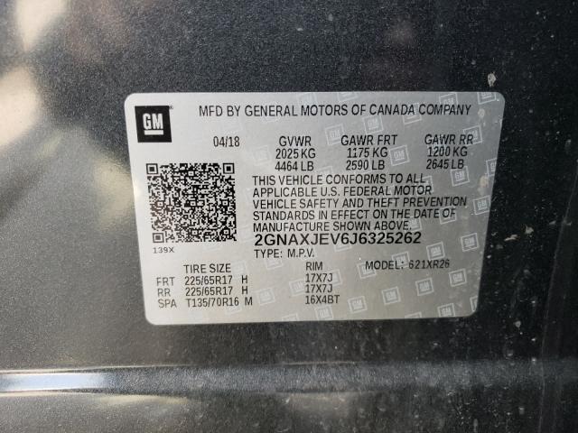 Photo 9 VIN: 2GNAXJEV6J6325262 - CHEVROLET EQUINOX LT 