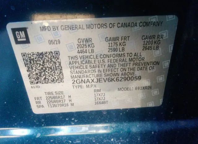 Photo 8 VIN: 2GNAXJEV6K6290059 - CHEVROLET EQUINOX 