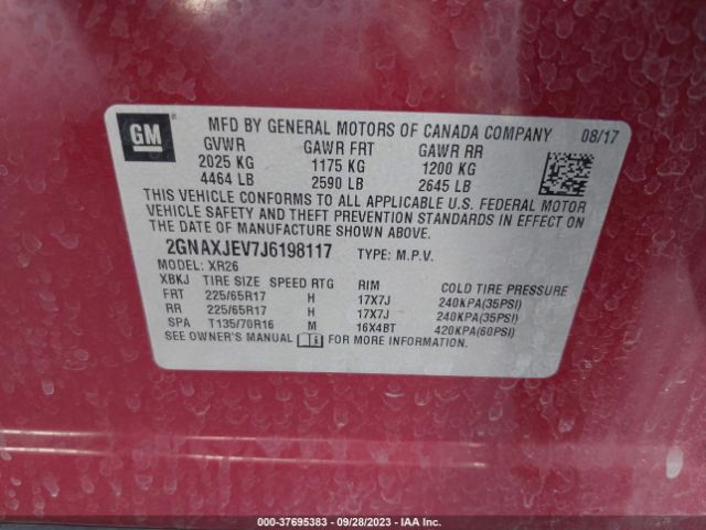 Photo 8 VIN: 2GNAXJEV7J6198117 - CHEVROLET EQUINOX 