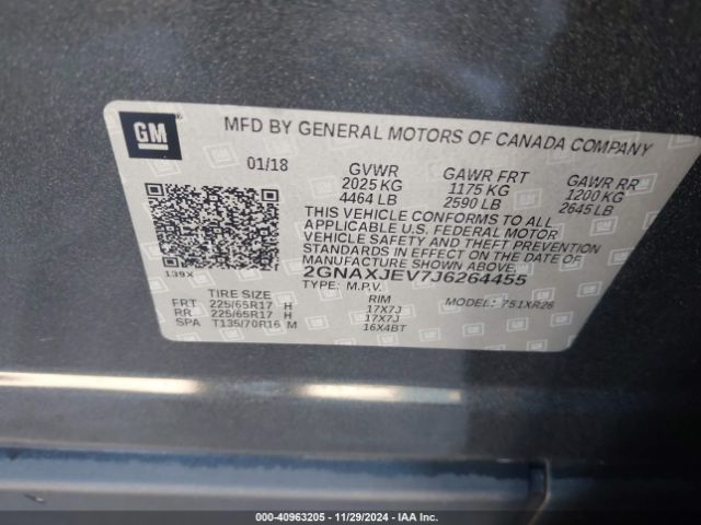 Photo 8 VIN: 2GNAXJEV7J6264455 - CHEVROLET EQUINOX 