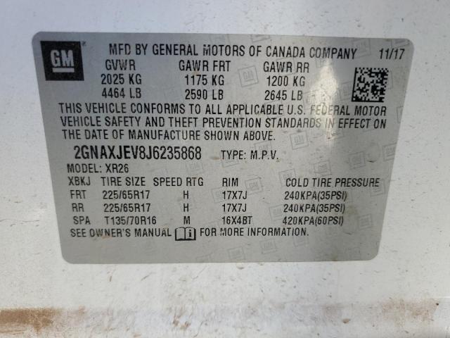 Photo 9 VIN: 2GNAXJEV8J6235868 - CHEVROLET EQUINOX LT 