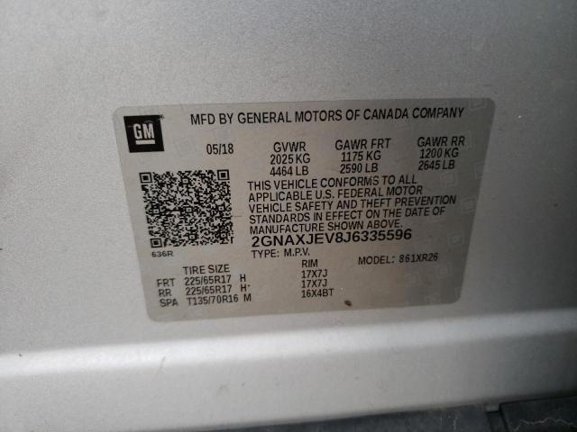 Photo 12 VIN: 2GNAXJEV8J6335596 - CHEVROLET EQUINOX LT 