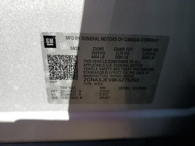 Photo 12 VIN: 2GNAXJEV8K6275353 - CHEVROLET EQUINOX LT 