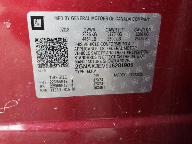 Photo 9 VIN: 2GNAXJEV9J6281905 - CHEVROLET EQUINOX LT 