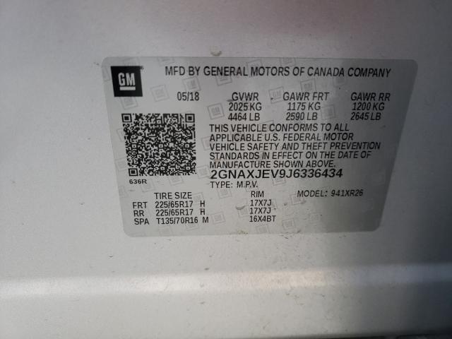 Photo 9 VIN: 2GNAXJEV9J6336434 - CHEVROLET EQUINOX LT 