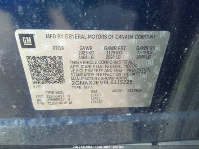 Photo 8 VIN: 2GNAXJEV9L6115225 - CHEVROLET EQUINOX 