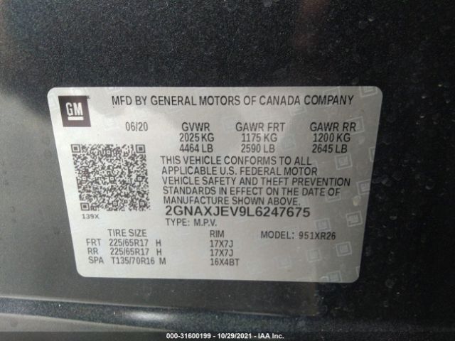 Photo 8 VIN: 2GNAXJEV9L6247675 - CHEVROLET EQUINOX 