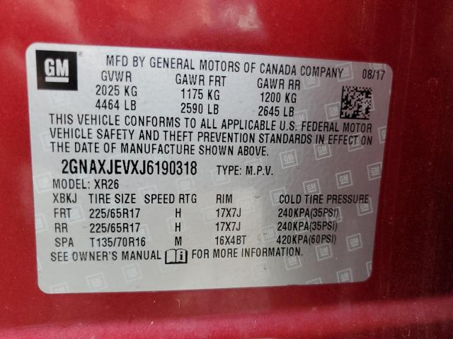 Photo 12 VIN: 2GNAXJEVXJ6190318 - CHEVROLET EQUINOX LT 