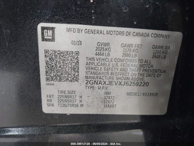 Photo 8 VIN: 2GNAXJEVXJ6259220 - CHEVROLET EQUINOX 