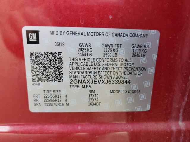 Photo 9 VIN: 2GNAXJEVXJ6339844 - CHEVROLET EQUINOX LT 