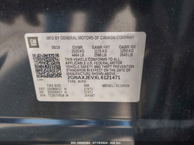 Photo 8 VIN: 2GNAXJEVXL6121471 - CHEVROLET EQUINOX 