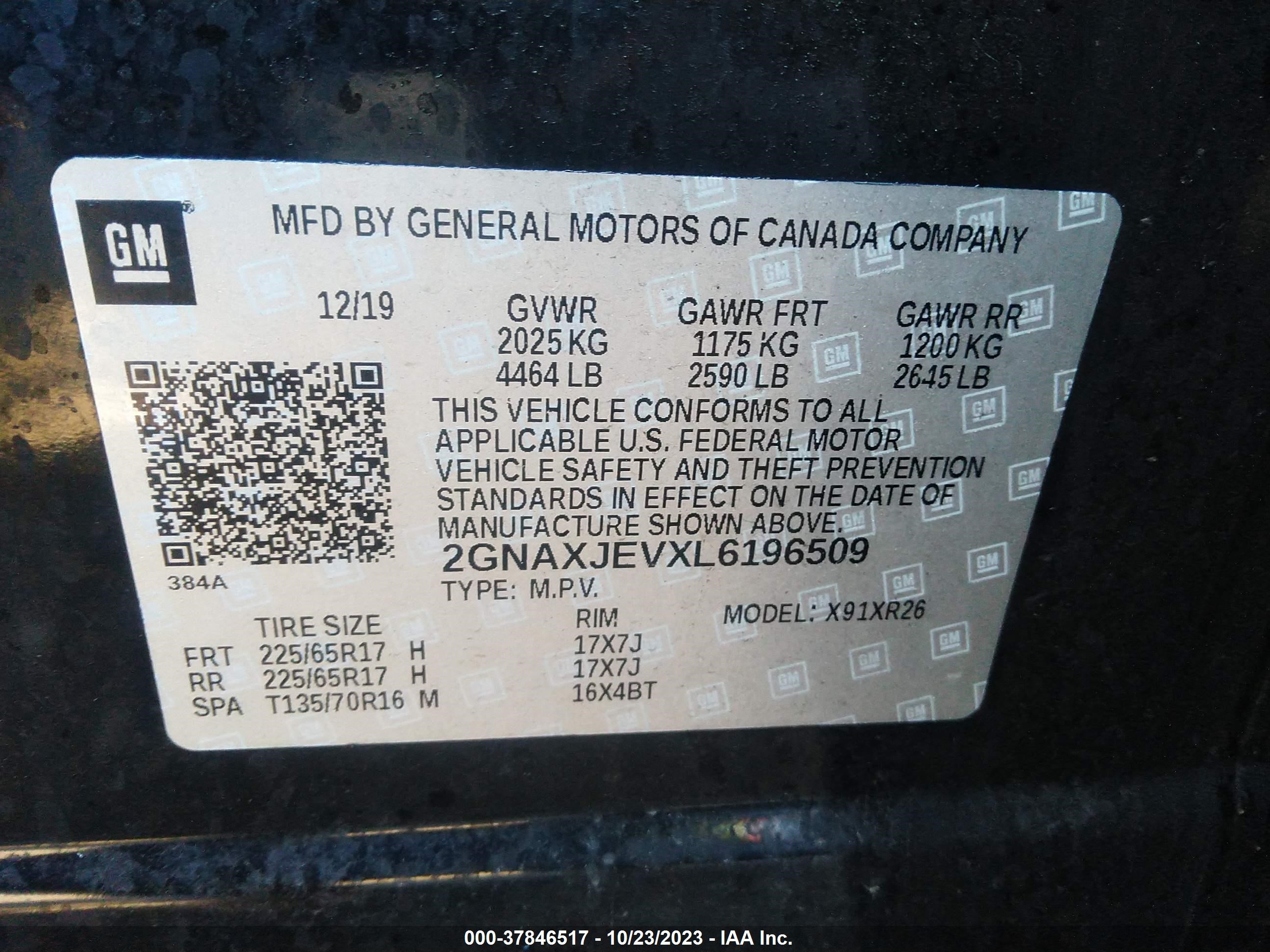 Photo 8 VIN: 2GNAXJEVXL6196509 - CHEVROLET EQUINOX 