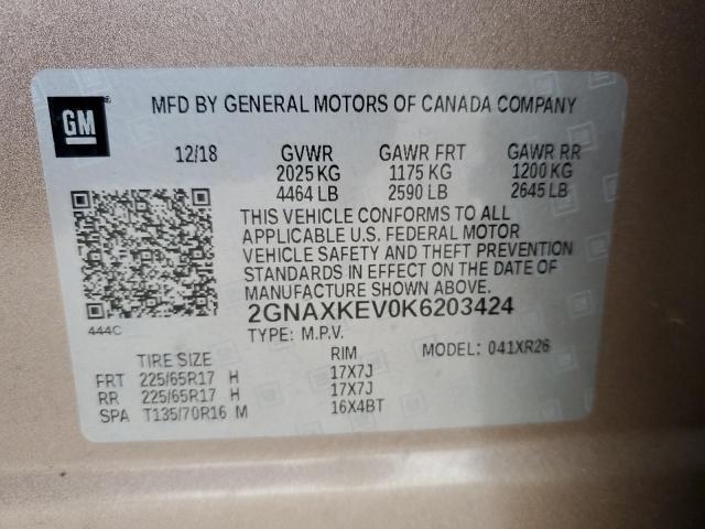 Photo 12 VIN: 2GNAXKEV0K6203424 - CHEVROLET EQUINOX LT 